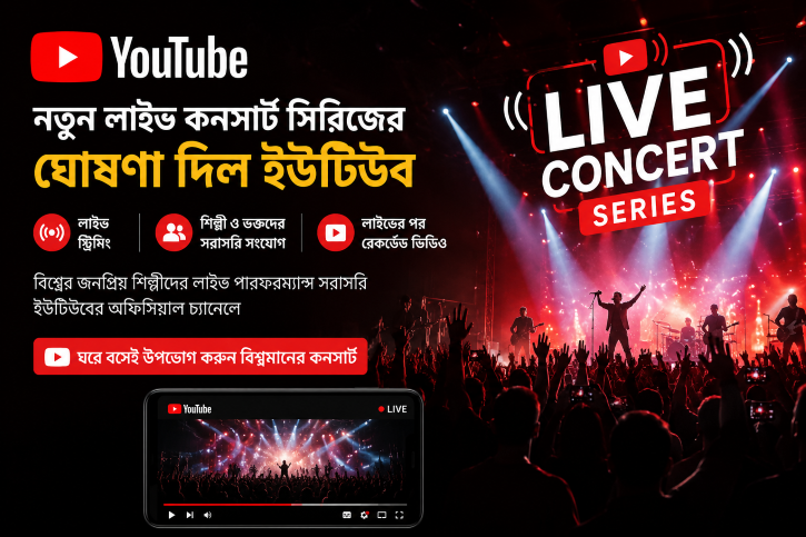 নতুন লাইভ কনসার্ট সিরিজের ঘোষণা দিলো ইউটিউব