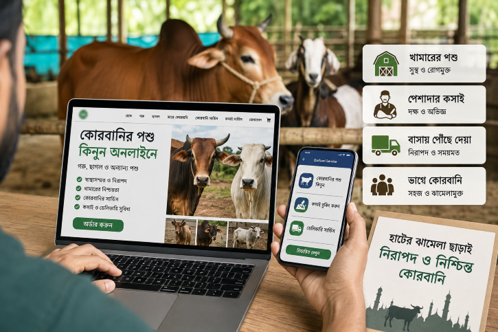 অনলাইনে জমে উঠছে কোরবানির হাট, মিলছে কসাই সেবাও
